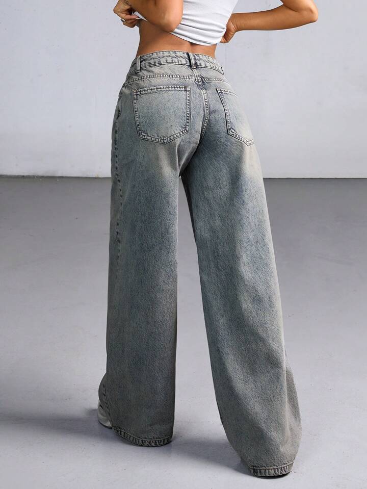 Cloud Ash Tinted Highwaist Super Wide Leg Jeans