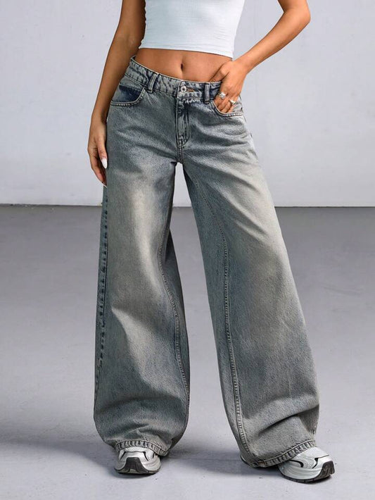 Cloud Ash Tinted Highwaist Super Wide Leg Jeans