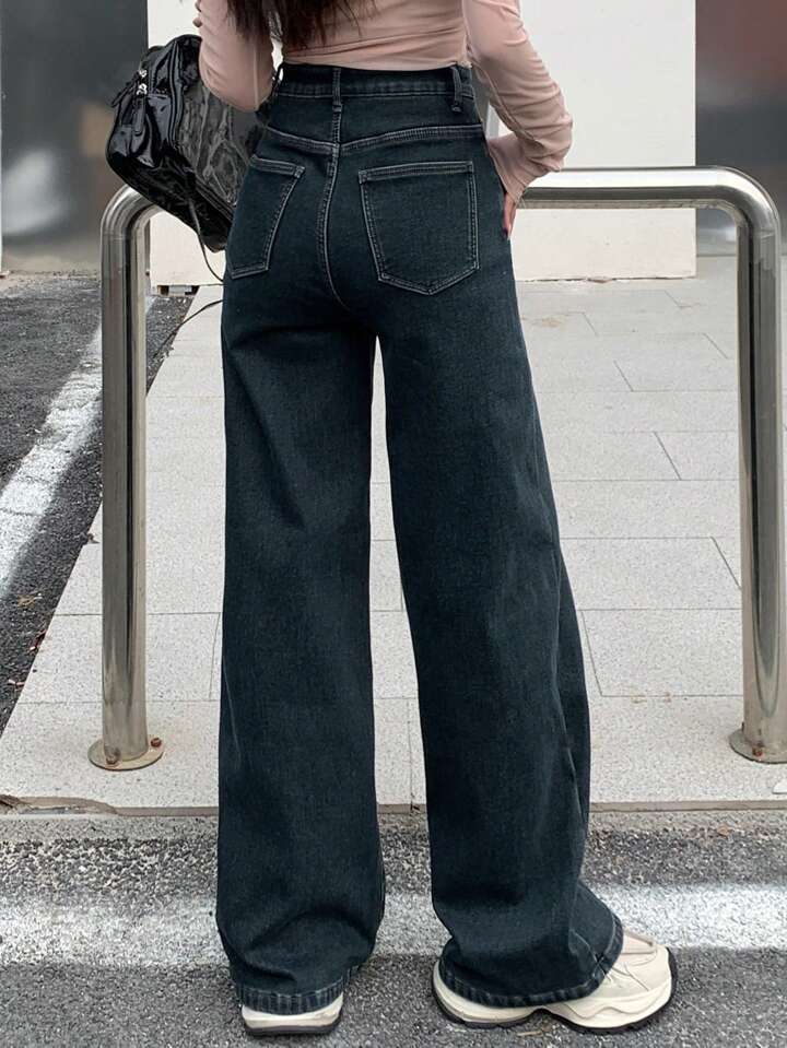Highwaist Vintage Dark Wash Super Wide Leg Jeans - Fashion Wodrobe