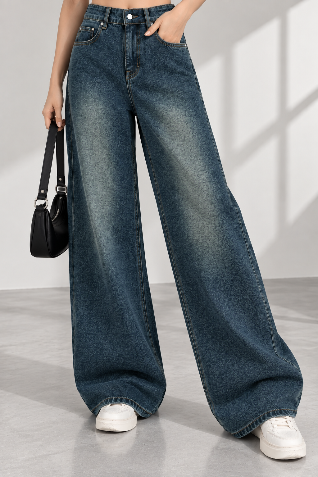 Highwaist Vintage Dark Wash Super Wide Leg Jeans