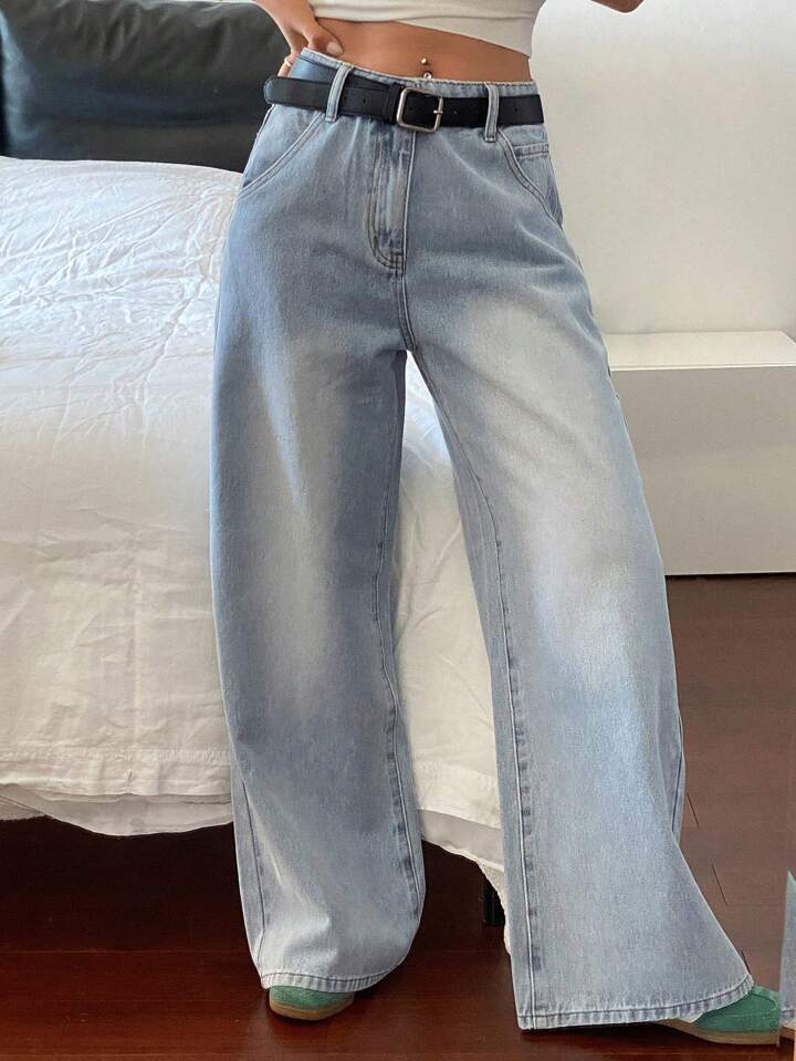 Highwaist Ocean Blue Ultra Wide Leg Jeans