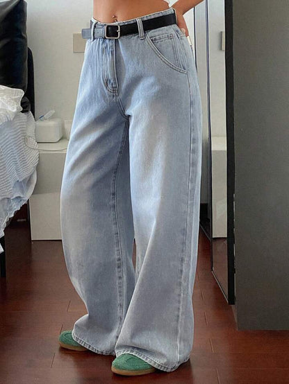 Highwaist Ocean Blue Ultra Wide Leg Jeans