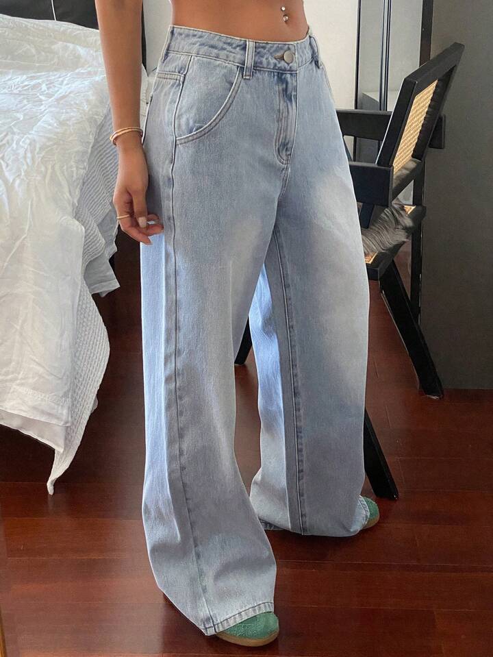 Highwaist Ocean Blue Ultra Wide Leg Jeans