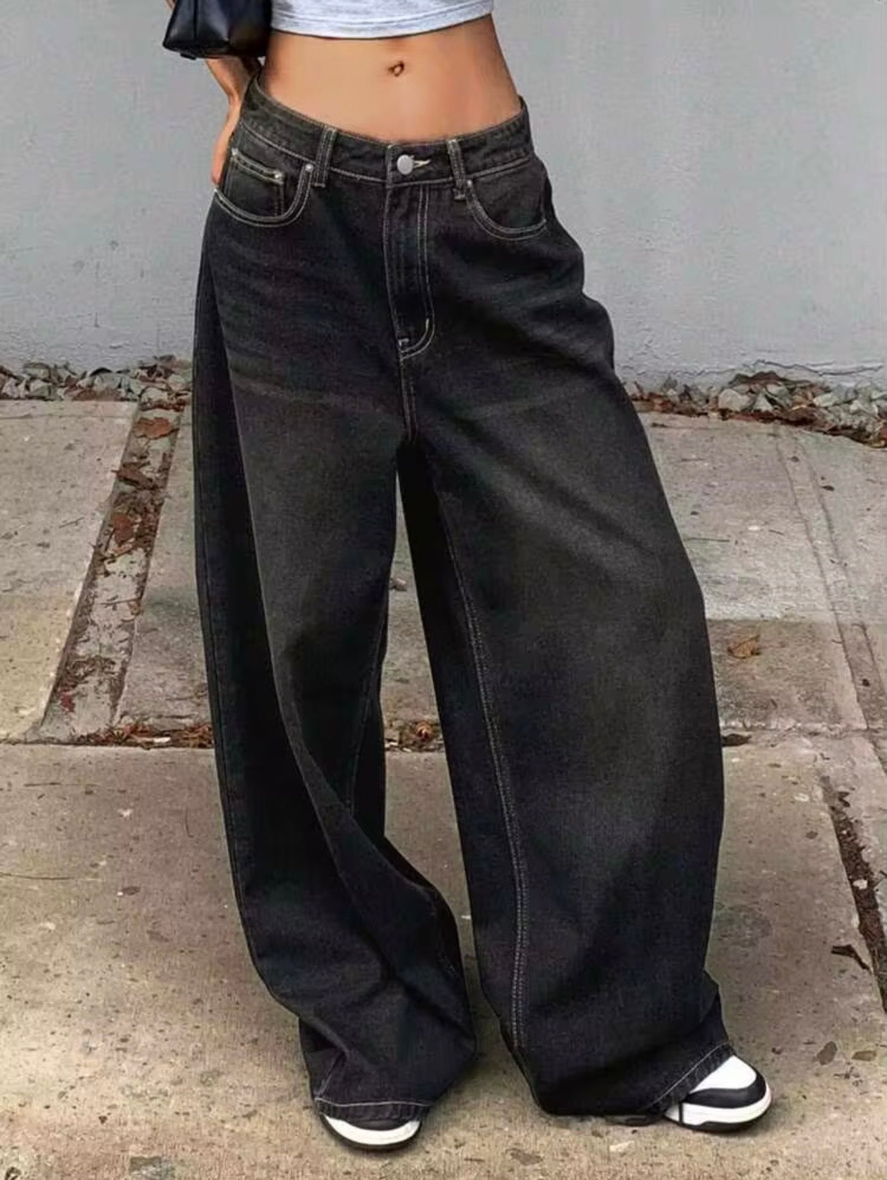Ghost Black Tinted Super Wide Leg Jeans