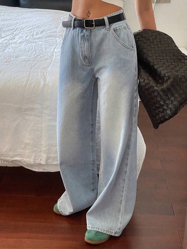 Highwaist Ocean Blue Ultra Wide Leg Jeans