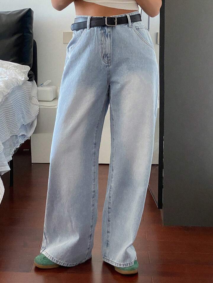 Highwaist Ocean Blue Ultra Wide Leg Jeans