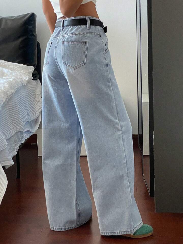 Highwaist Ocean Blue Ultra Wide Leg Jeans