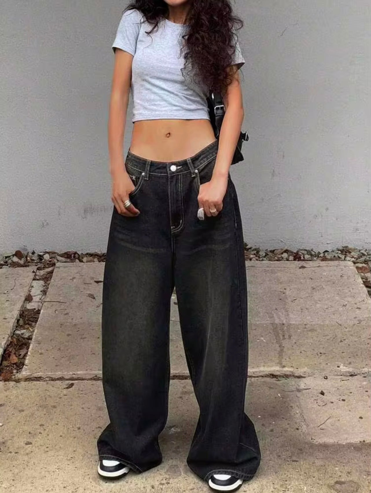 Ghost Black Tinted Super Wide Leg Jeans