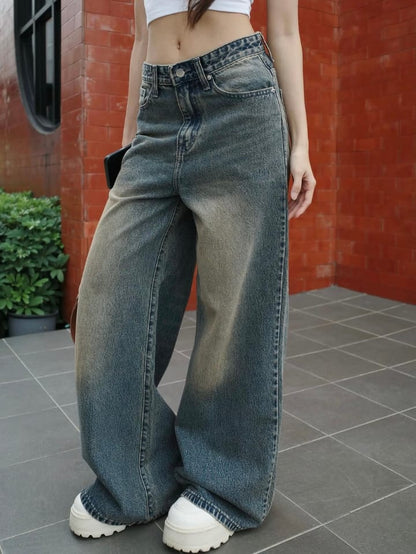 Aurora Blue Tint Washed Super Wide Leg Jeans
