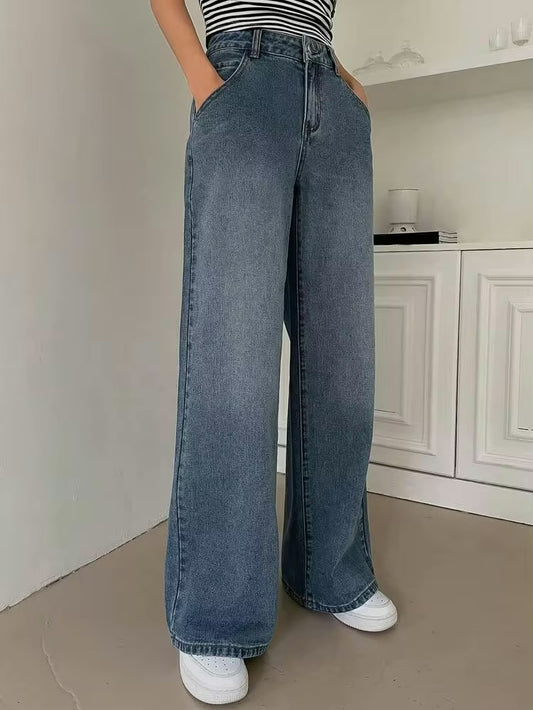 Ash Blue Tinted Highwaist Super Wide Leg Jeans