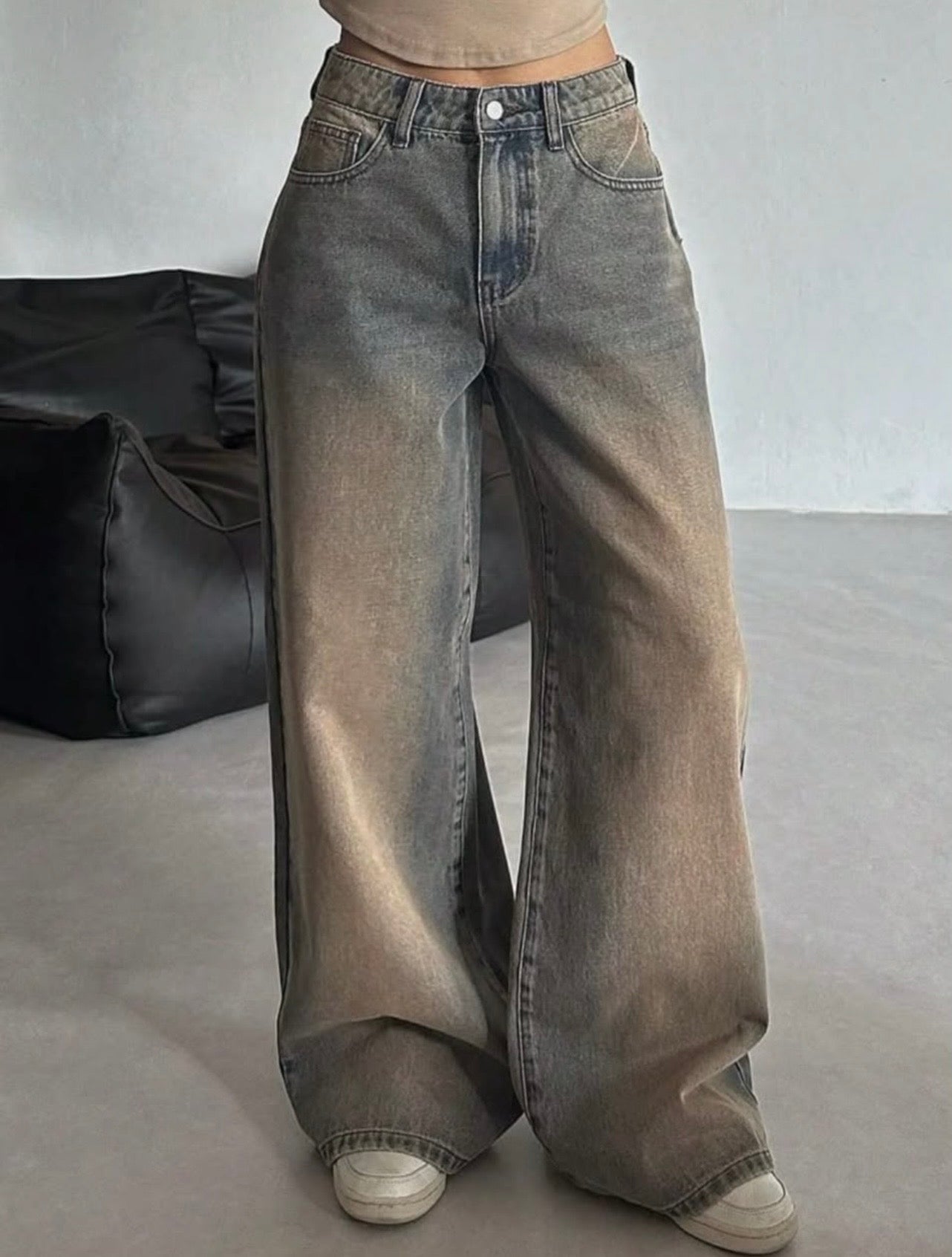 Shadow Stone Wash Super Wide Leg Jeans