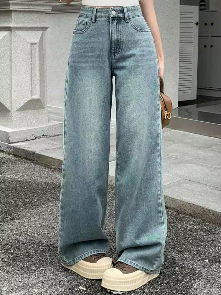 Olive Ash Wash Super Wide Leg Jeans