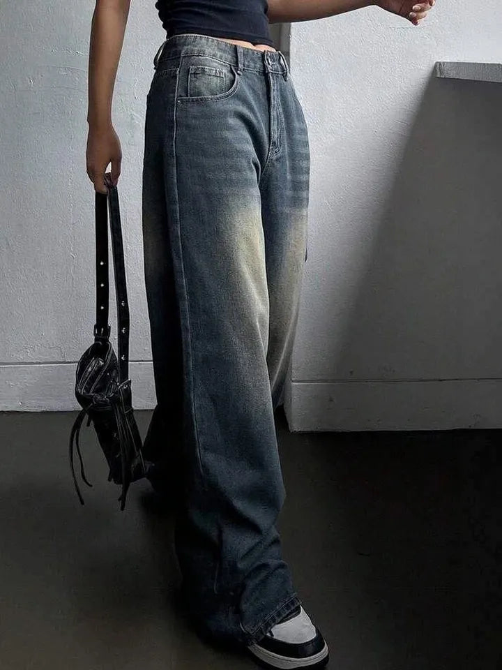 90's Graphite Drift Fade Wash Super Wide Leg Jeans