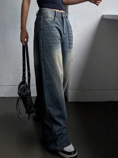 90's Graphite Drift Fade Wash Super Wide Leg Jeans