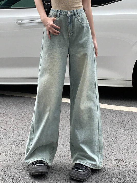 90s Cool Blue Tinted Highwaist Super Wide Leg Jeans - Fashion Wodrobe