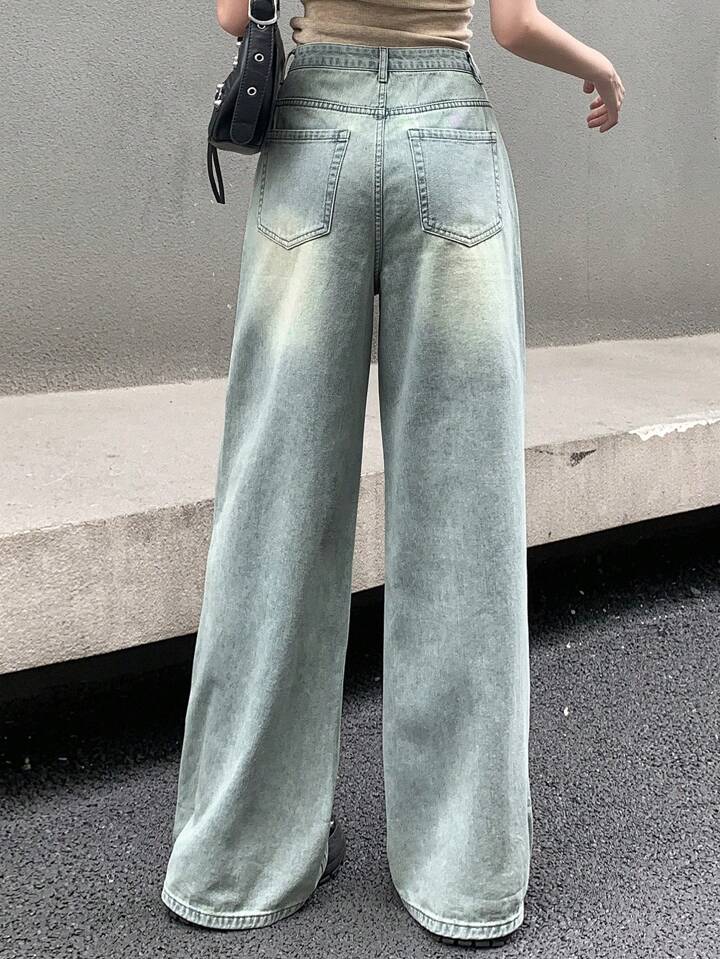 90s Cool Blue Tinted Highwaist Super Wide Leg Jeans - Fashion Wodrobe