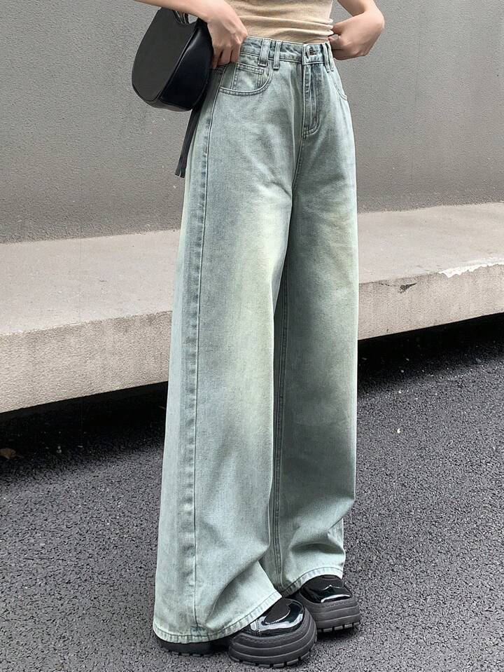90s Cool Blue Tinted Highwaist Super Wide Leg Jeans - Fashion Wodrobe