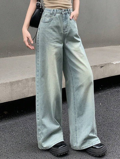 90s Cool Blue Tinted Highwaist Super Wide Leg Jeans - Fashion Wodrobe