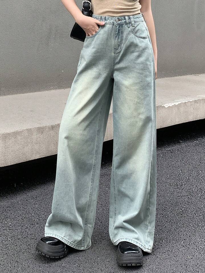 90s Cool Blue Tinted Highwaist Super Wide Leg Jeans - Fashion Wodrobe