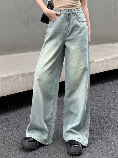 90s Cool Blue Tinted Highwaist Super Wide Leg Jeans - Fashion Wodrobe