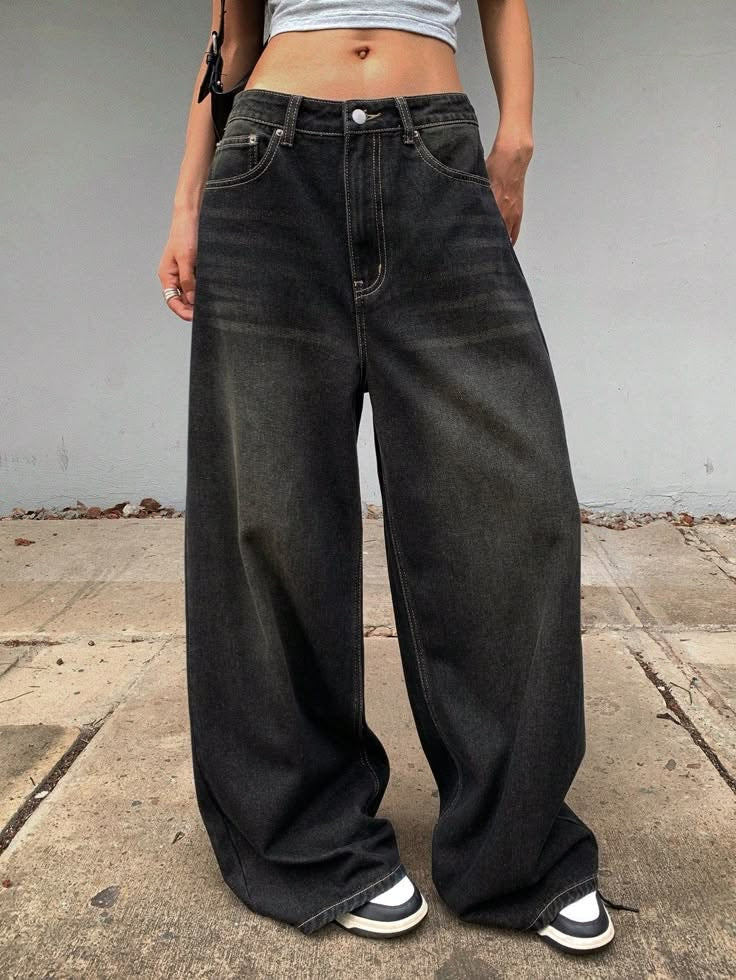 Ghost Black Tinted Super Wide Leg Jeans