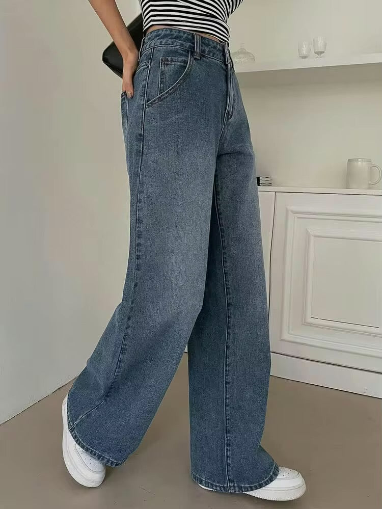 Ash Blue Tinted Highwaist Super Wide Leg Jeans