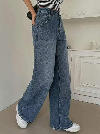 Ash Blue Tinted Highwaist Super Wide Leg Jeans
