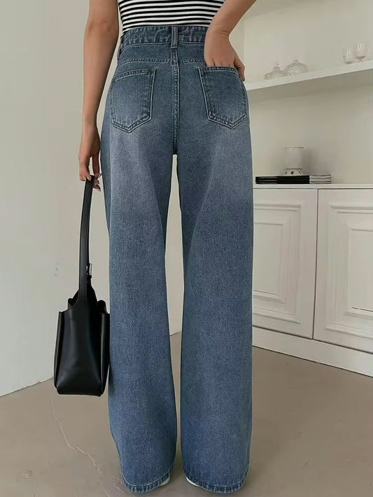 Ash Blue Tinted Highwaist Super Wide Leg Jeans