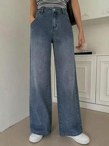 Ash Blue Tinted Highwaist Super Wide Leg Jeans