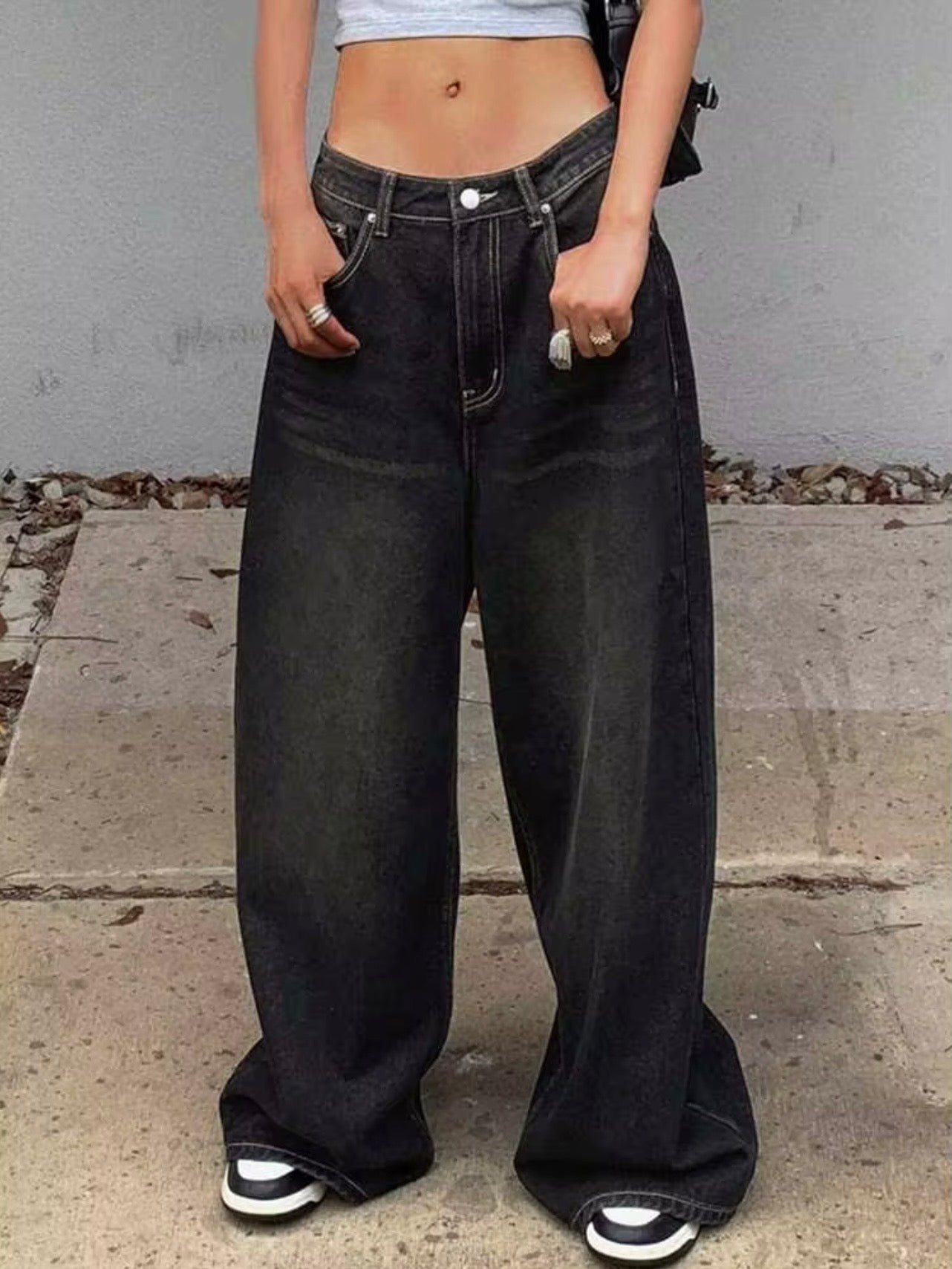 Ghost Black Tinted Super Wide Leg Jeans