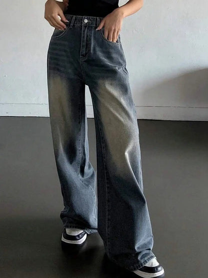 90's Graphite Drift Fade Wash Super Wide Leg Jeans