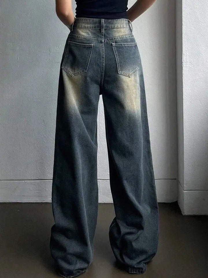 90's Graphite Drift Fade Wash Super Wide Leg Jeans