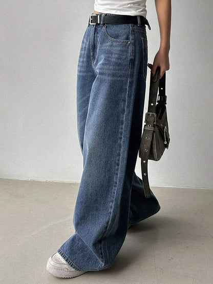 Nova Blue Whisker Wash Wide Leg Jeans