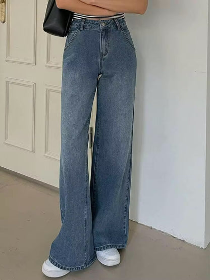 Ash Blue Tinted Highwaist Super Wide Leg Jeans