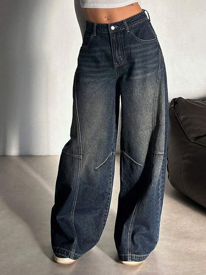 Space Blue Tinted Pannel Super Wide Leg Jeans