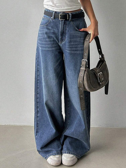 Nova Blue Whisker Wash Wide Leg Jeans
