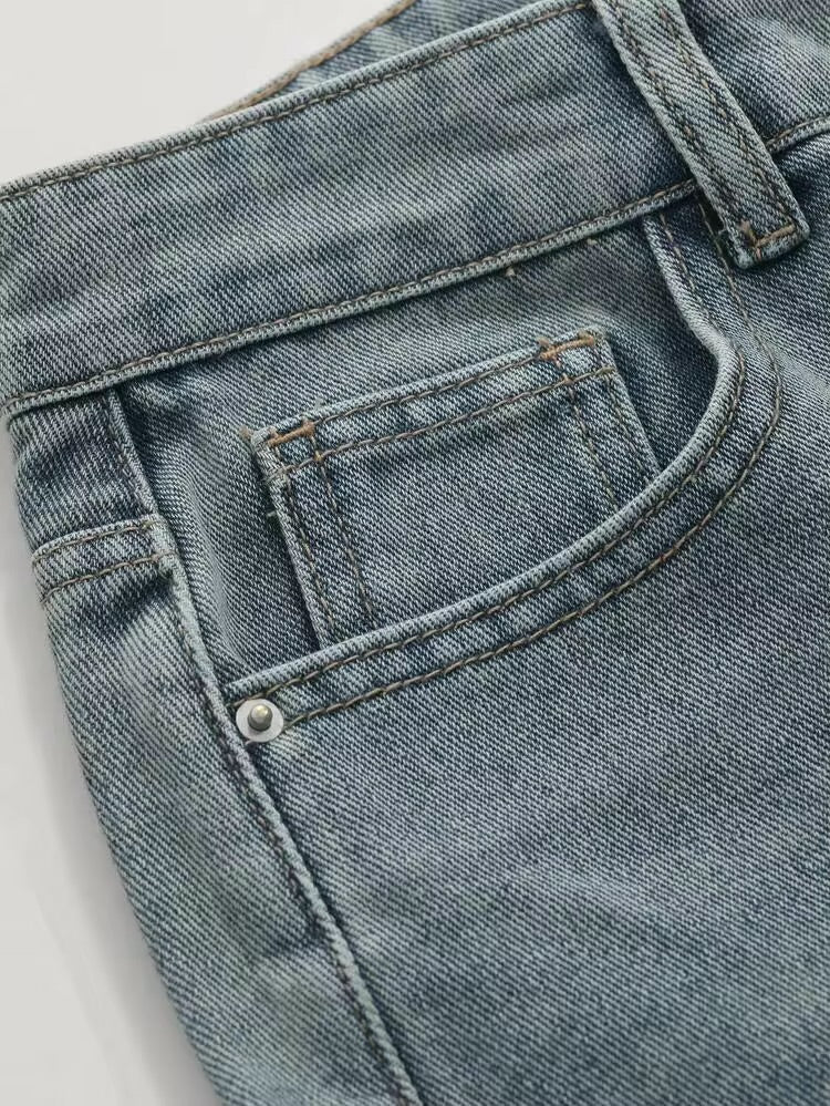 Olive Ash Wash Super Wide Leg Jeans