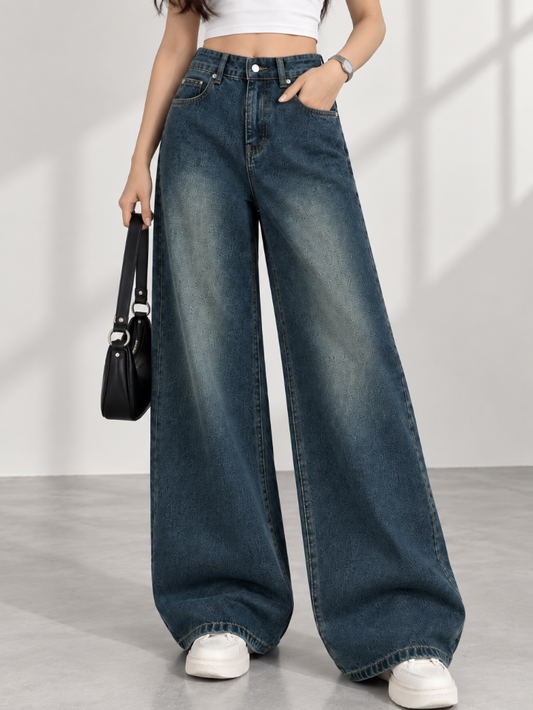 Highwaist Vintage Dark Wash Super Wide Leg Jeans