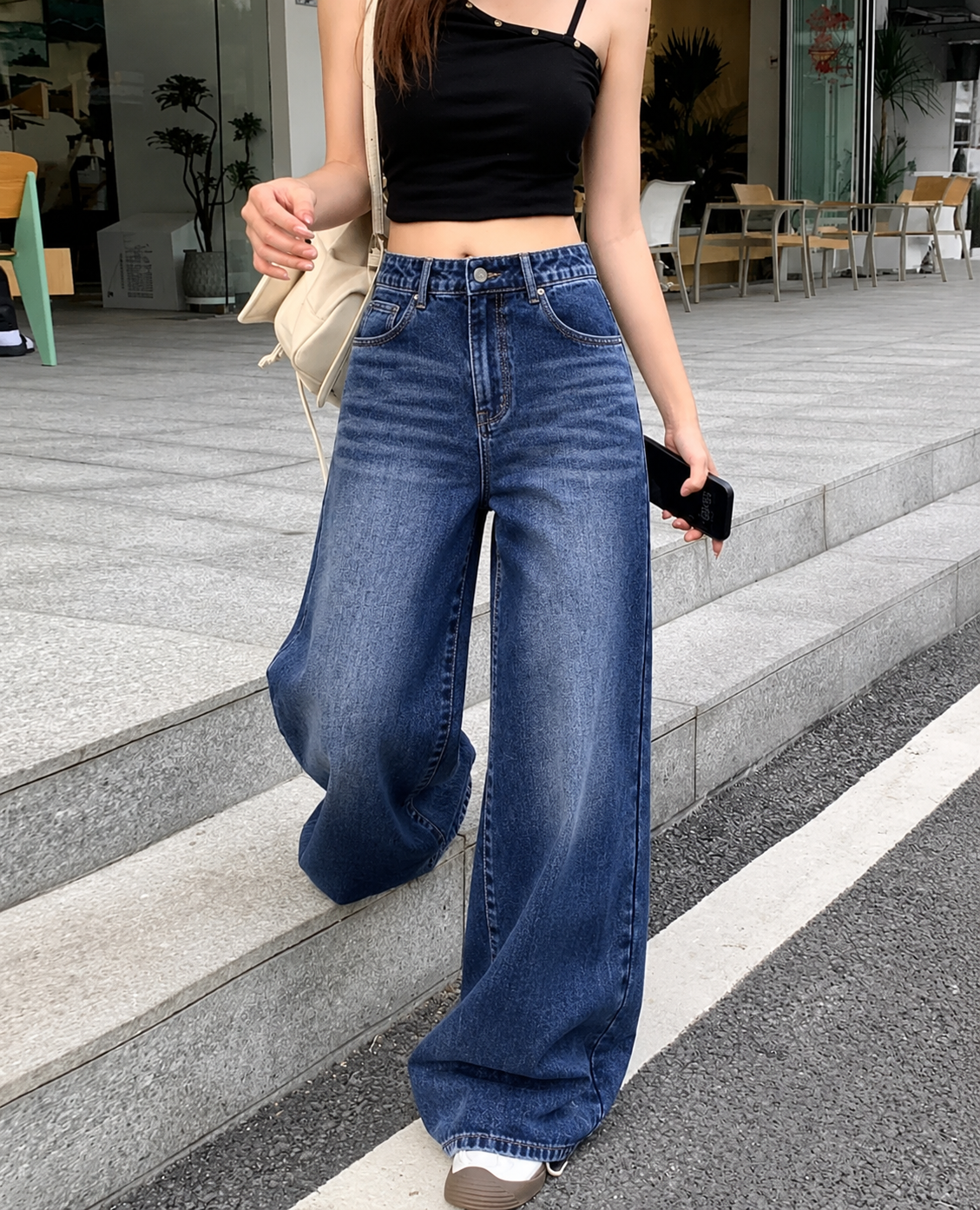 Luxe Drip Blue Washed Ultra Wide Leg Jeans