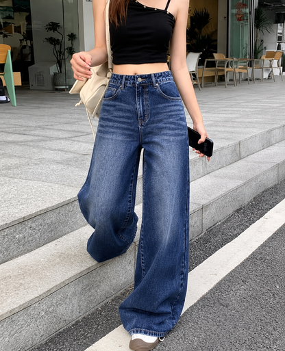 Luxe Drip Blue Washed Ultra Wide Leg Jeans
