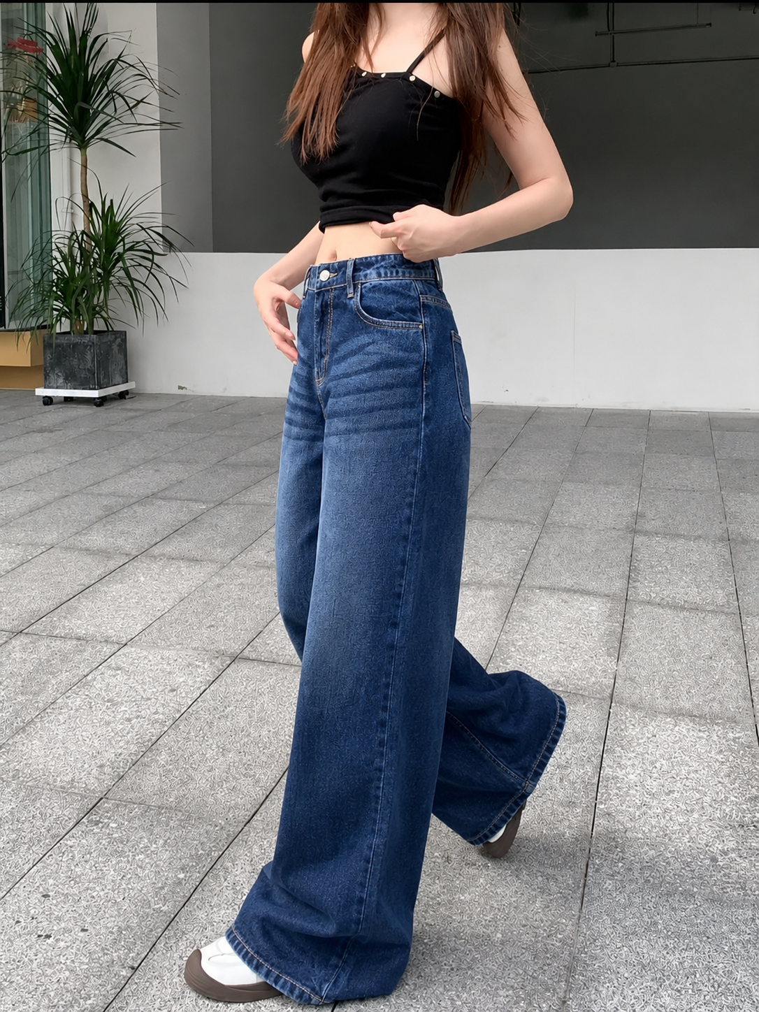 Luxe Drip Blue Washed Ultra Wide Leg Jeans