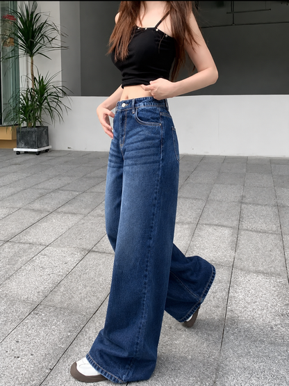 Luxe Drip Blue Washed Ultra Wide Leg Jeans