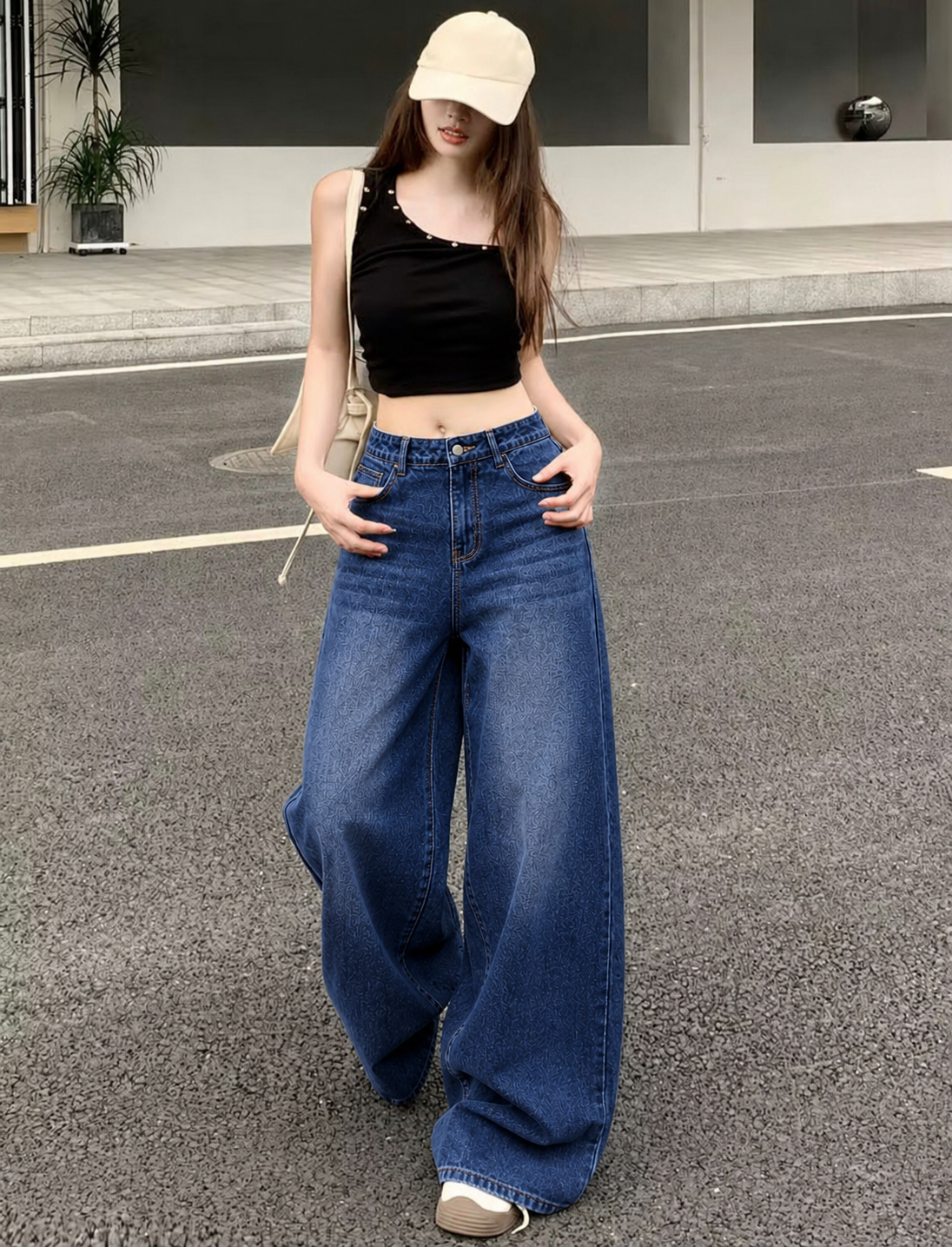 Luxe Drip Blue Washed Ultra Wide Leg Jeans