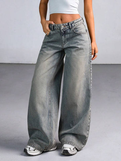 Cloud Ash Tinted HighWaist Super Wide Leg Jeans