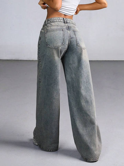 Cloud Ash Tinted HighWaist Super Wide Leg Jeans