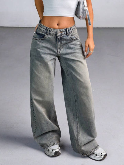 Cloud Ash Tinted HighWaist Super Wide Leg Jeans