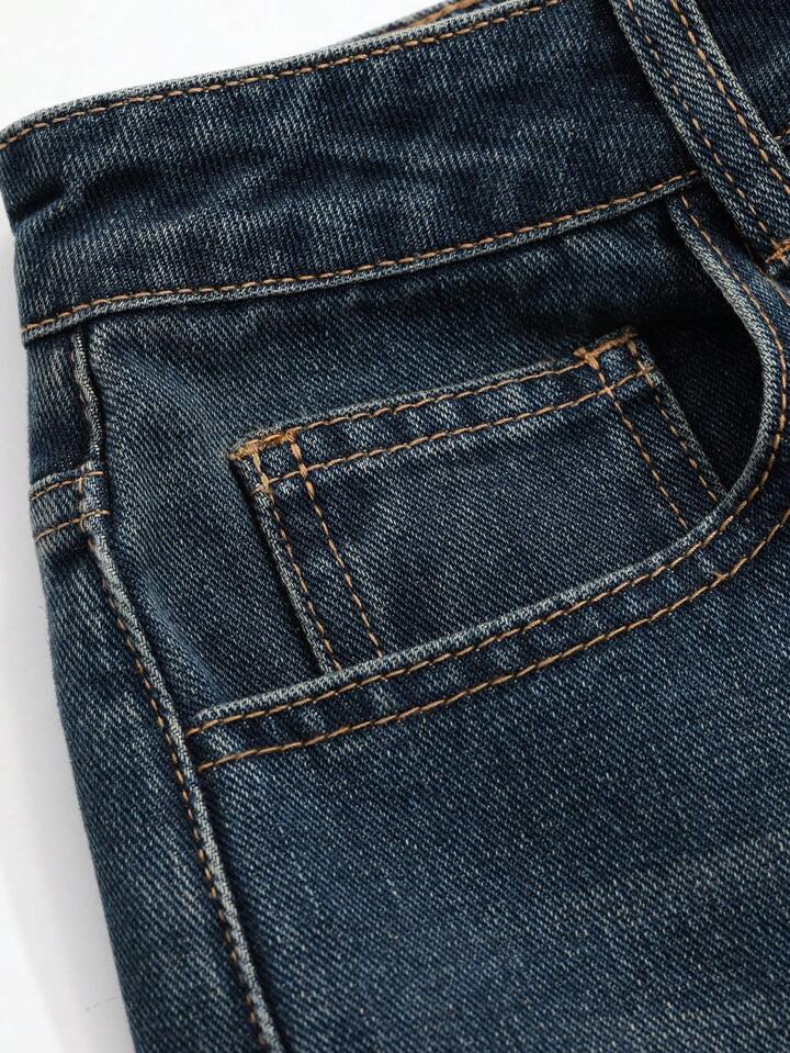 Premium Blue Vintage Wash Super Wide Leg Jeans