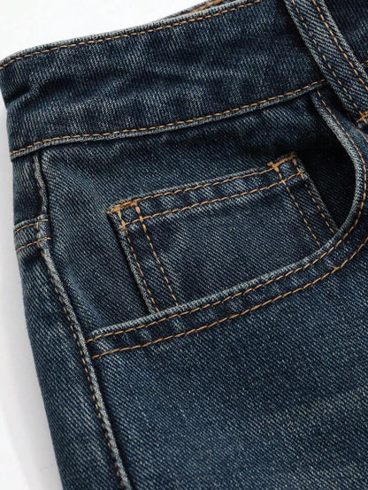 Premium Blue Vintage Wash Super Wide Leg Jeans