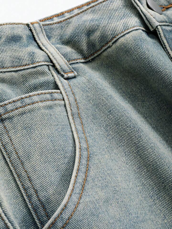 sea green retro spray wash ultra wide leg jeans