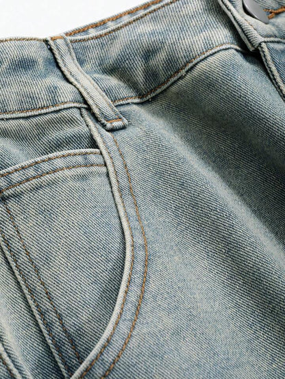 sea green retro spray wash ultra wide leg jeans